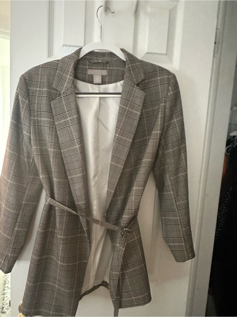 H&M Plaid Blazer Jacket - Gray and Brown